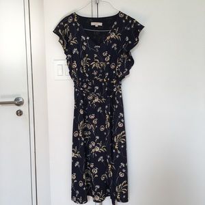 Loft Ruffle Floral Midi Dress